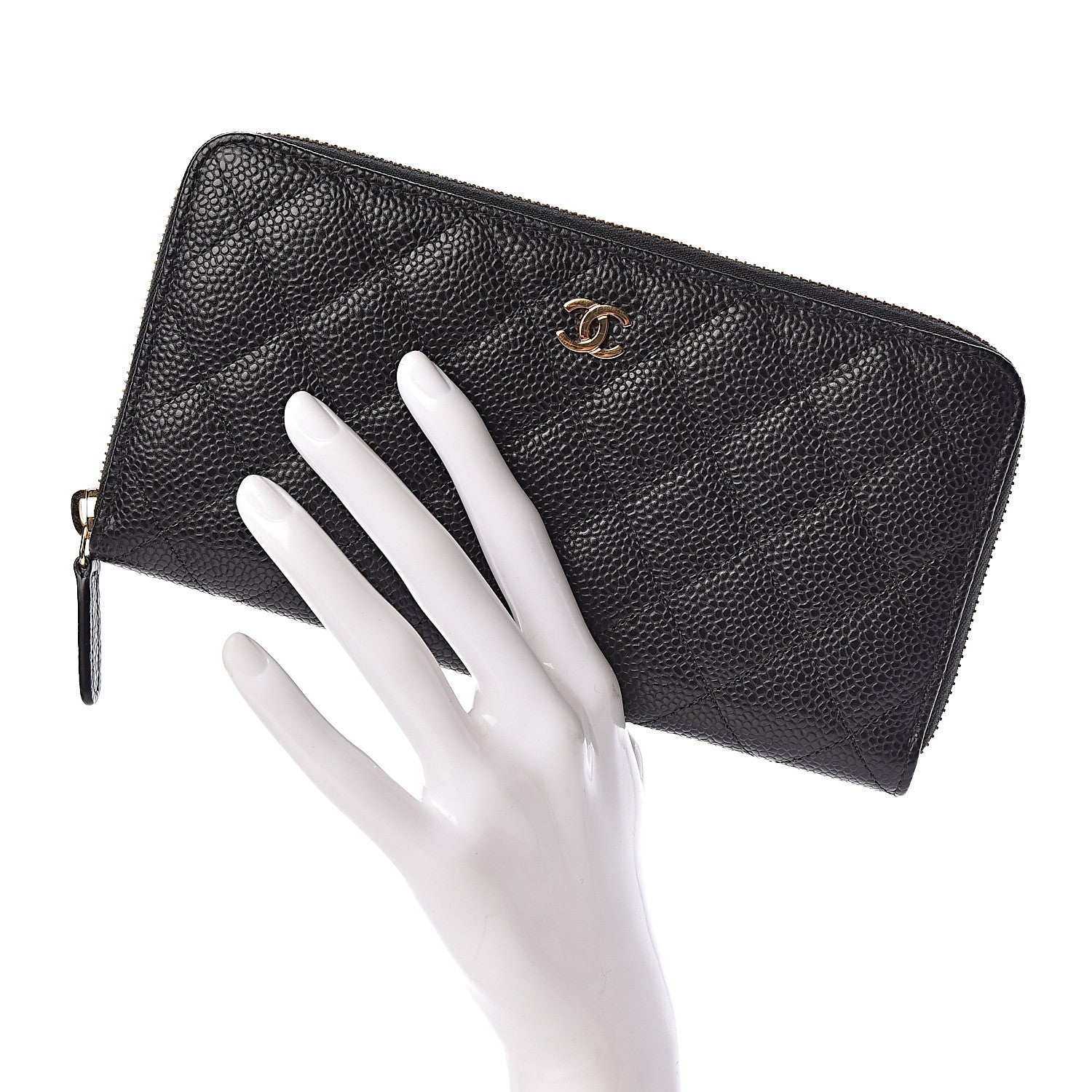 Chanel Caviar Quilted Large Gusset Zip Around Wallet Black 2 of 8