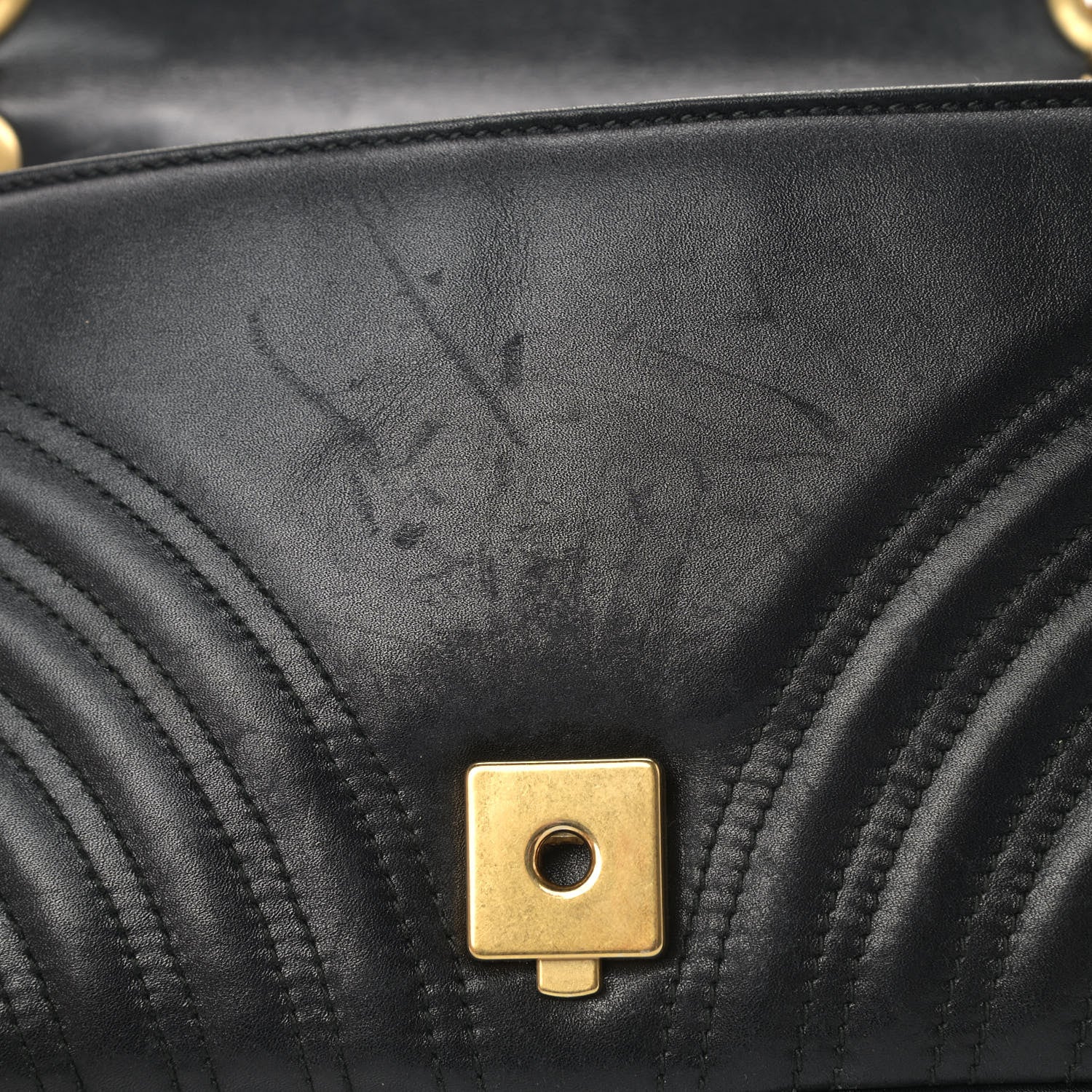 Gucci Calfskin Matelasse Small GG Marmont Shoulder Bag Black 7 of 9