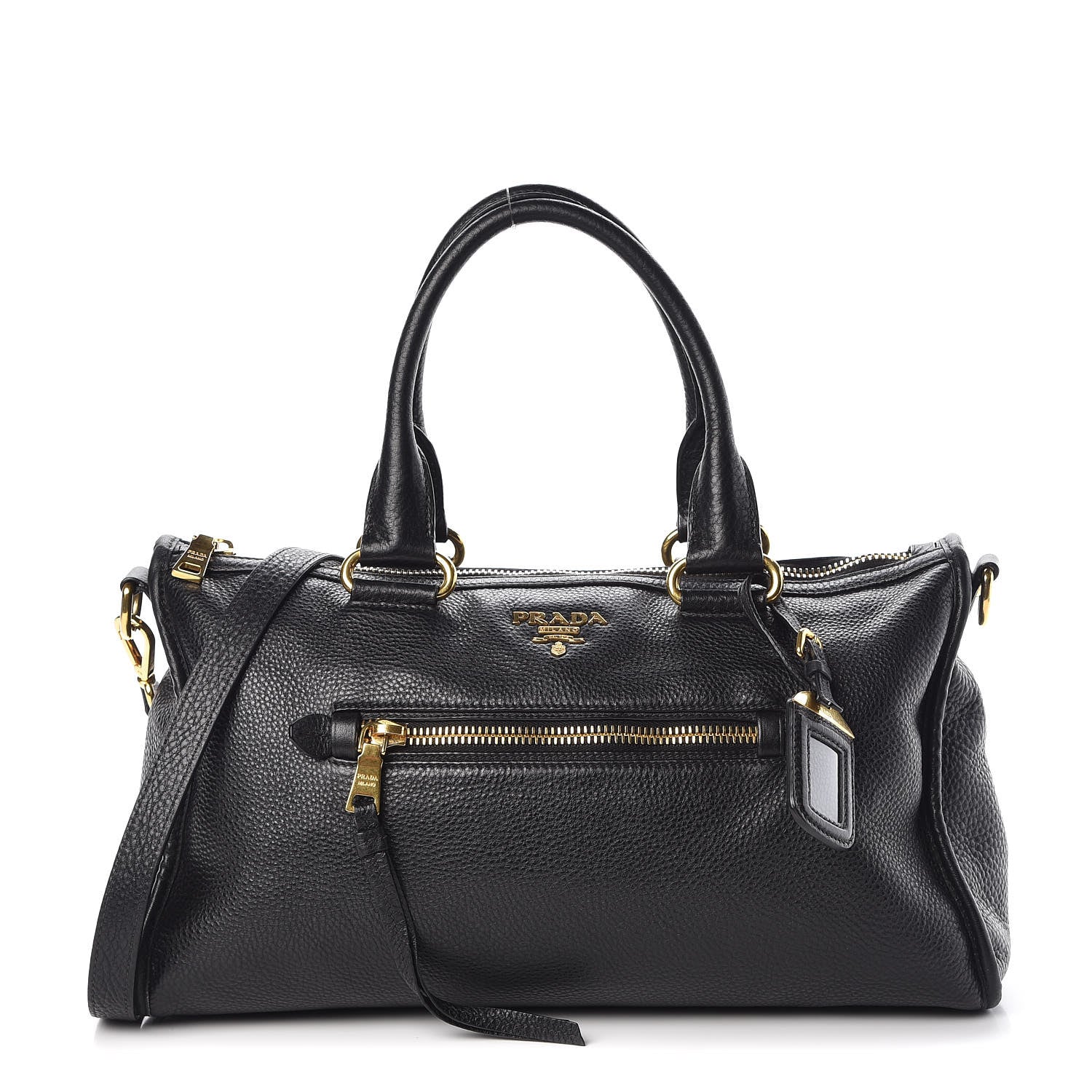 Prada Vitello Daino Shopping Satchel Black 1 of 8