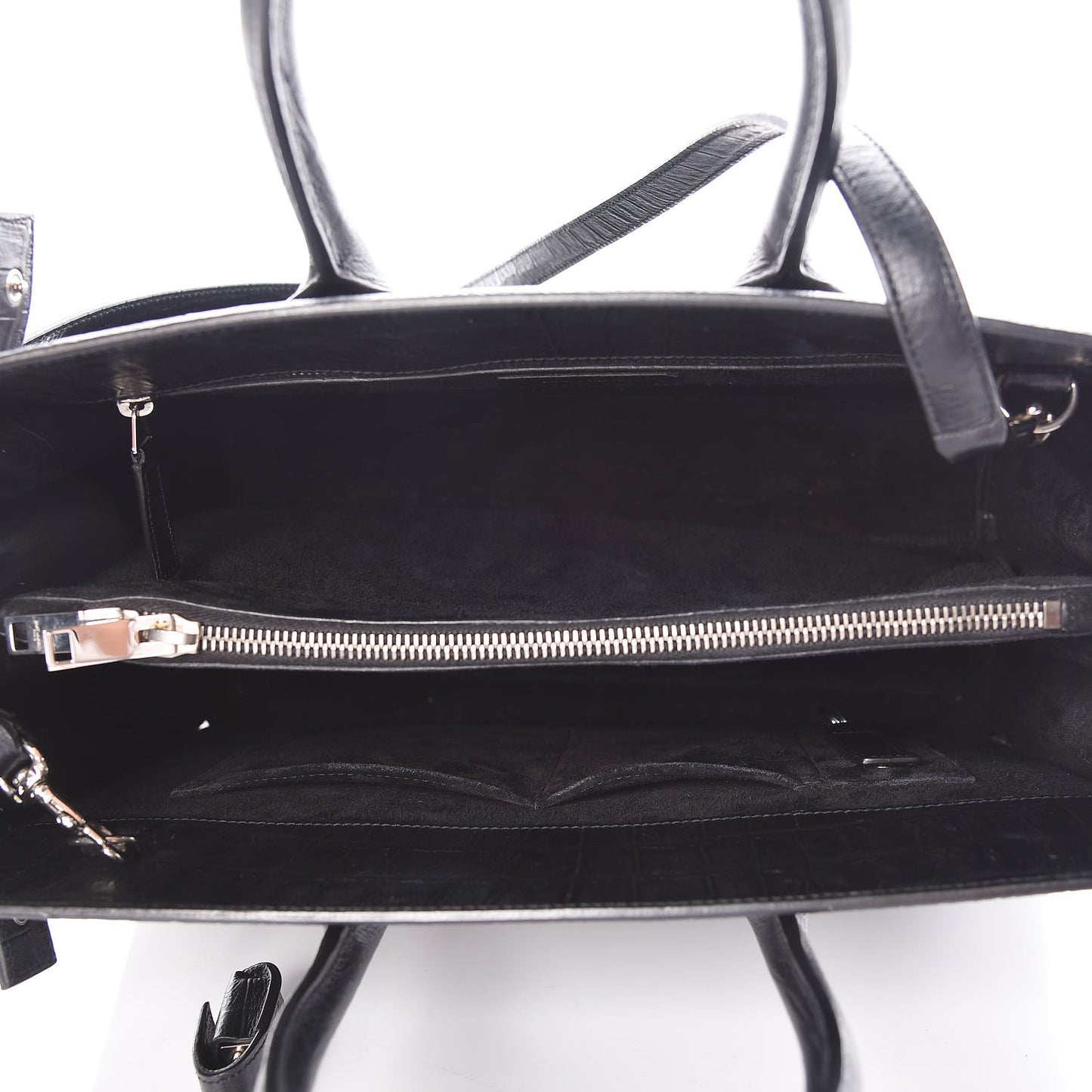 Calfskin Crocodile Embossed Small Sac de Jour Black