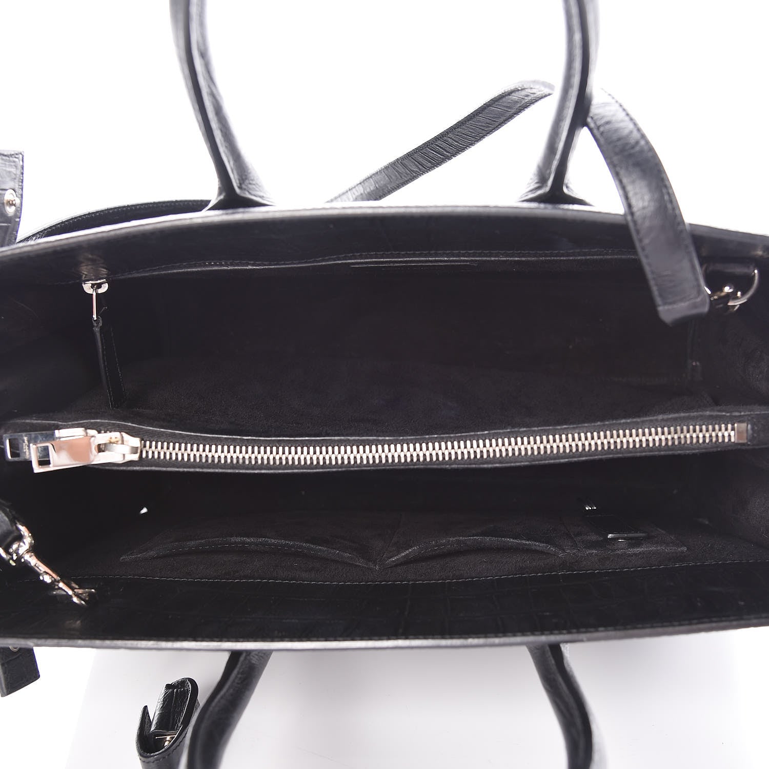 Saint Laurent Calfskin Crocodile Embossed Small Sac de Jour Black 6 of 10