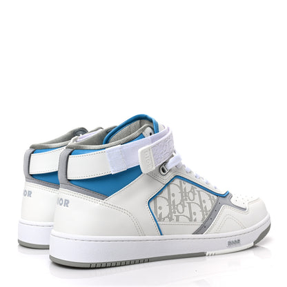 Christian Dior Smooth Calfskin Oblique Galaxy Perforated Mens B27 Mid Top Sneakers 44 Grey Blue 4 of 8