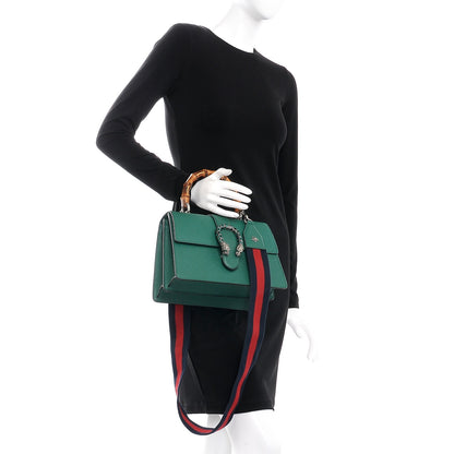 Gucci Dollar Calfskin Crystal Web Medium Dionysus Bamboo Top Handle Bag Emerald 2 of 14