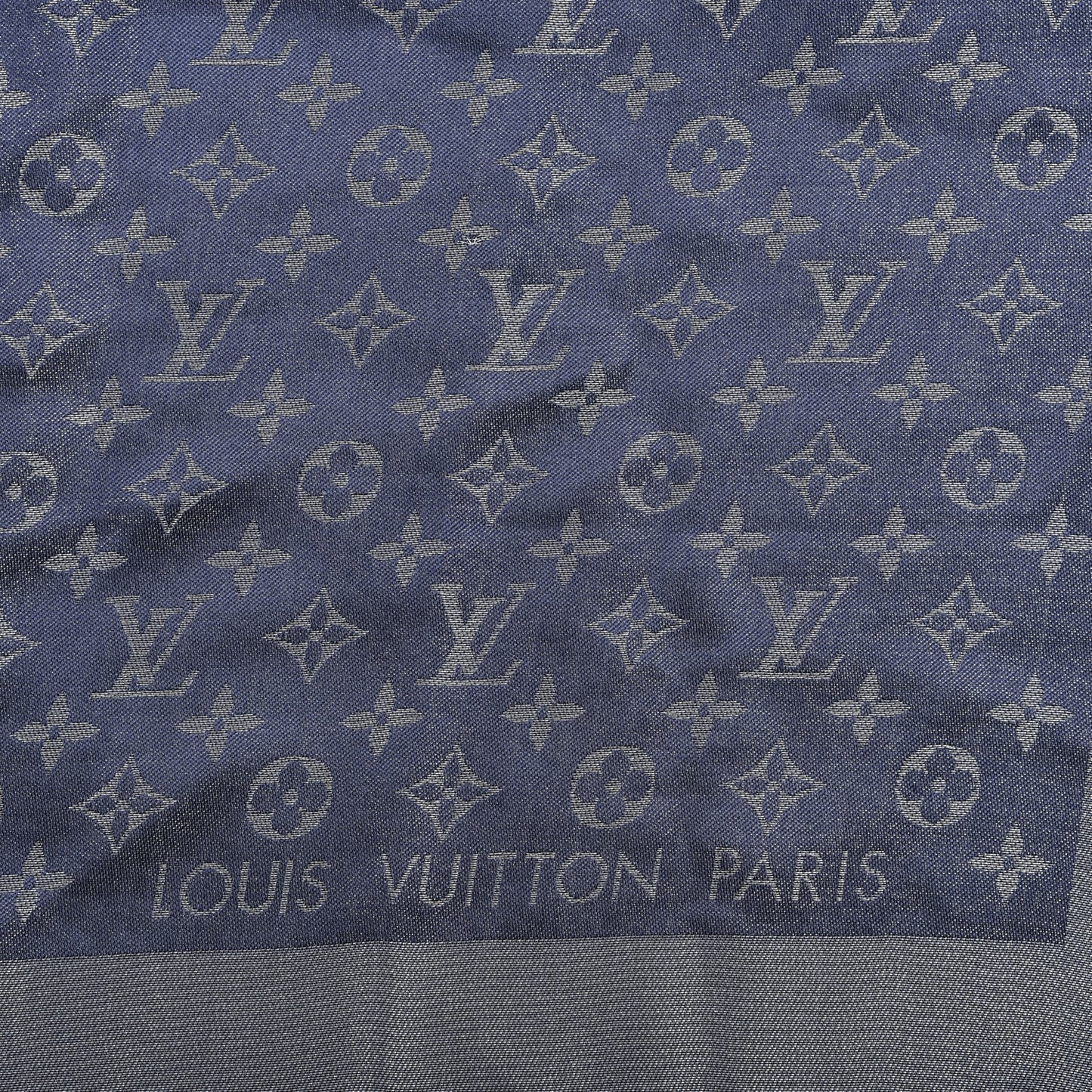 Silk Lurex Wool Monogram Shine Shawl Bleu Nuit