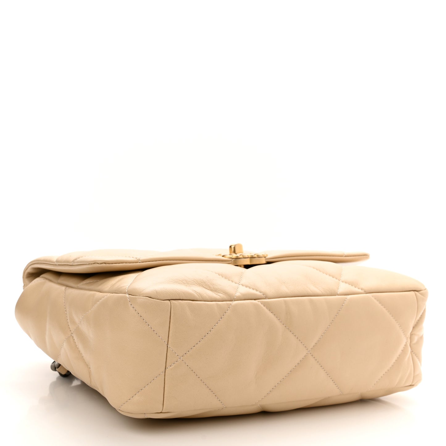 Lambskin Quilted Large Chanel 19 Flap Beige