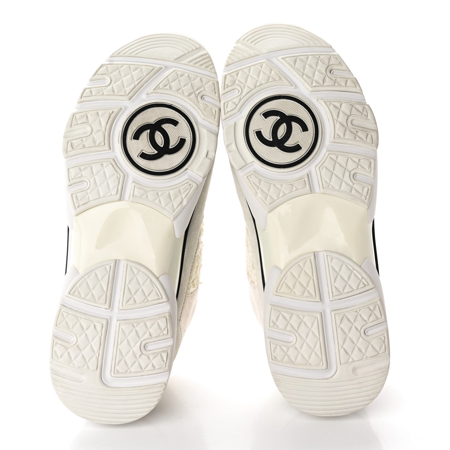Chanel Velour Tweed CC Sneakers 40 White 5 of 14