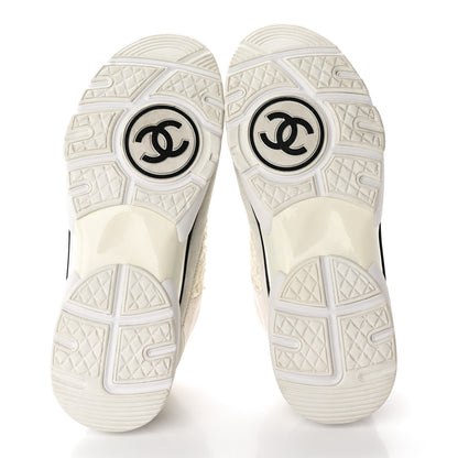 Chanel Velour Tweed CC Sneakers 40 White 5 of 14