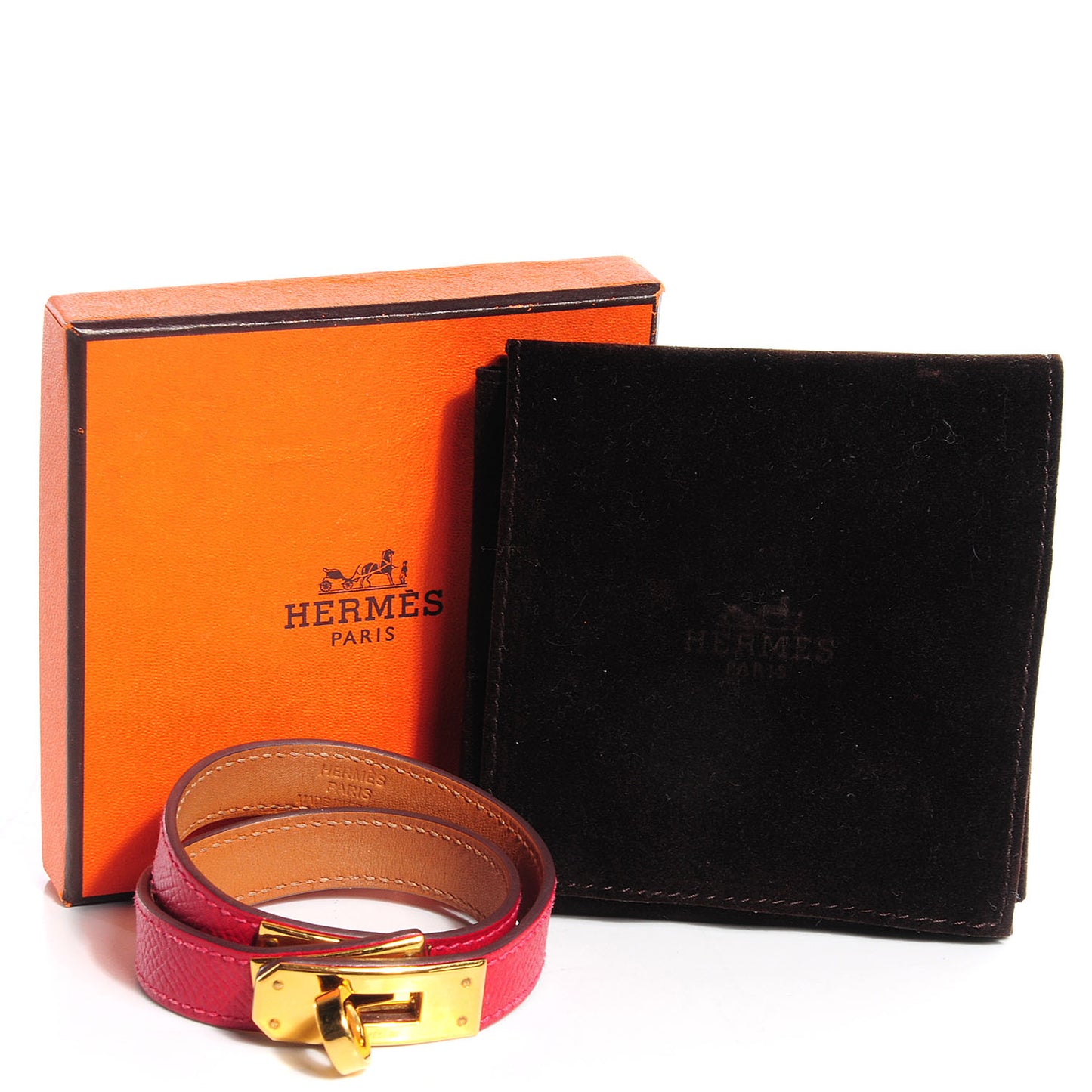 Epsom Kelly Double Tour Bracelet Small Rouge Casaque