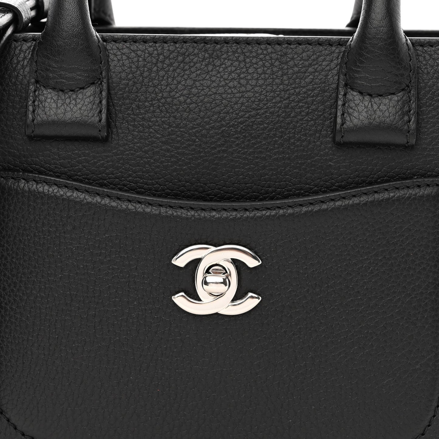Grained Calfskin Mini Neo Executive Shopper Tote Black