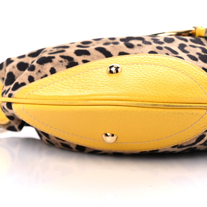 Dolce & Gabbana Calfskin Canvas Leopard Print Animalier Shoulder Bag Yellow 7 of 23