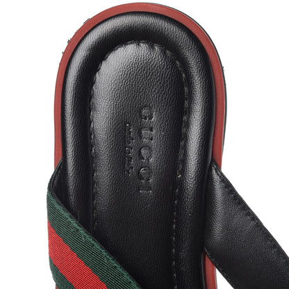 Gucci Nappa Nylon Guccissima Web Womens Thong Sandals 37 Green Red Black 9 of 11