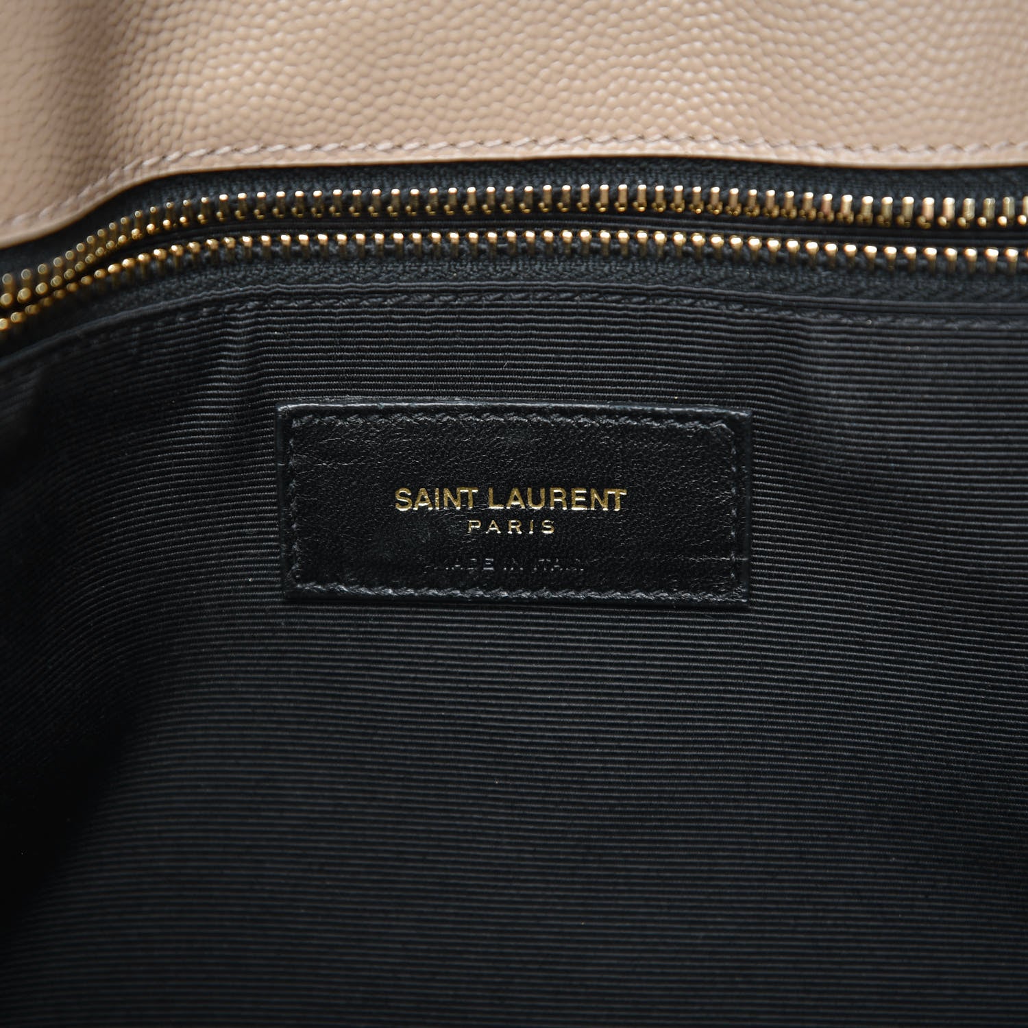 Saint Laurent Grain De Poudre Matelasse Chevron Monogram Shopping Bag Dark Beige 7 of 14