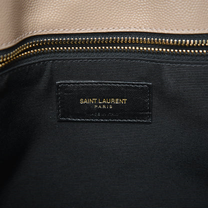 Saint Laurent Grain De Poudre Matelasse Chevron Monogram Shopping Bag Dark Beige 7 of 14