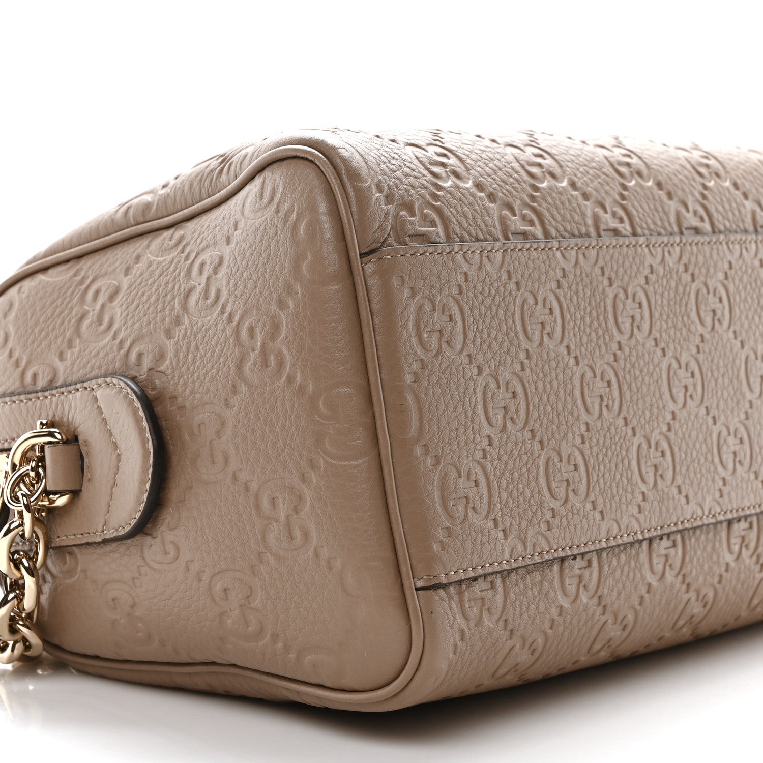 Gucci GG Grainy Calfskin Emblem Small Top Handle Bag Taupe 9 of 10