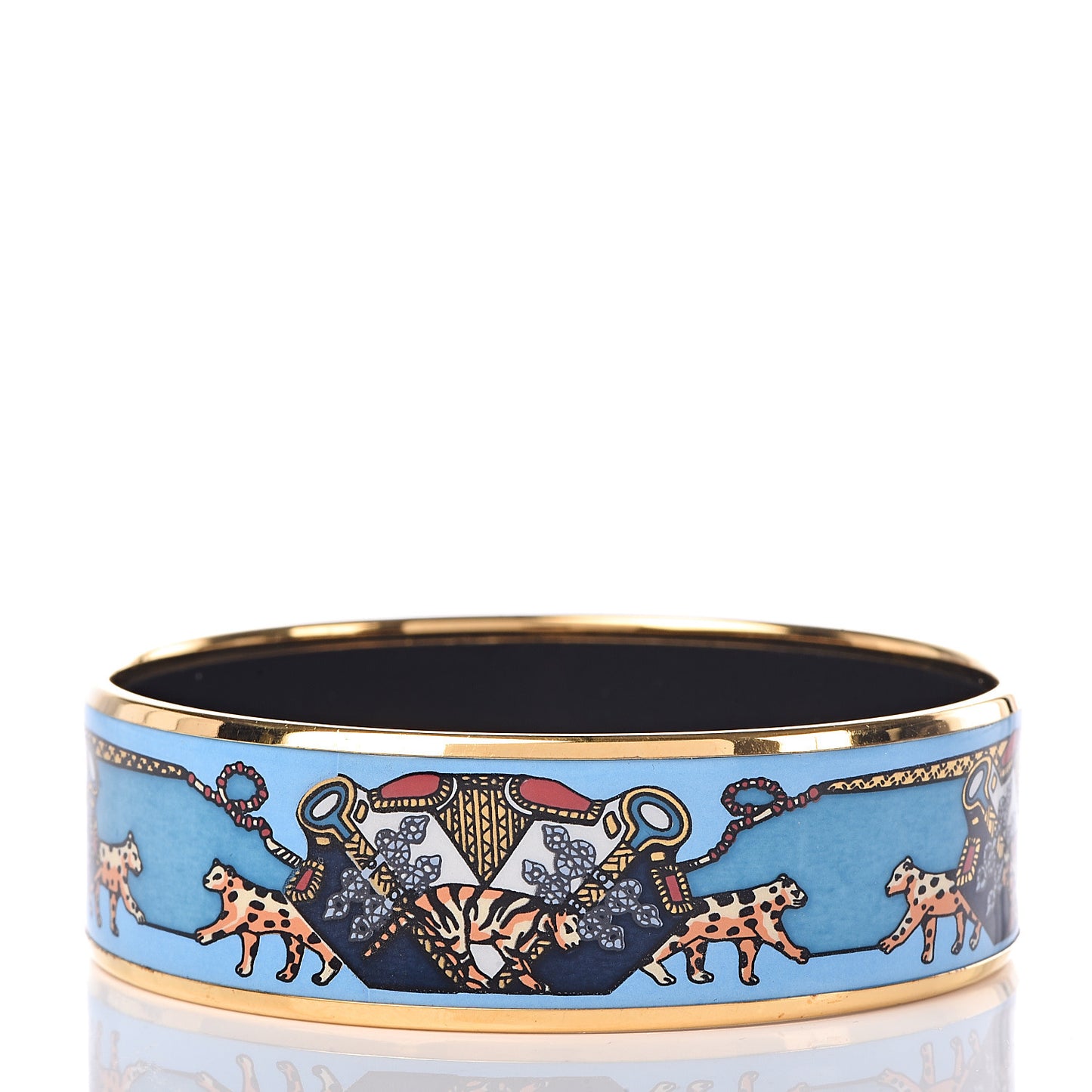 Enamel Printed Wide Snow Leopards Bracelet 65