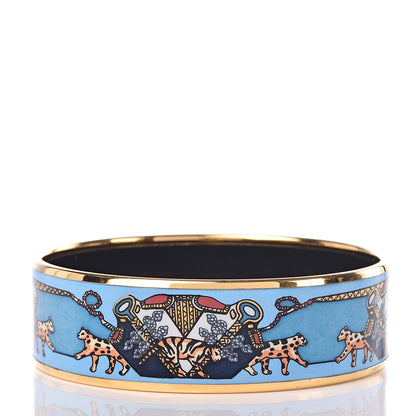 Hermes Enamel Printed Wide Snow Leopards Bracelet 65 3 of 5
