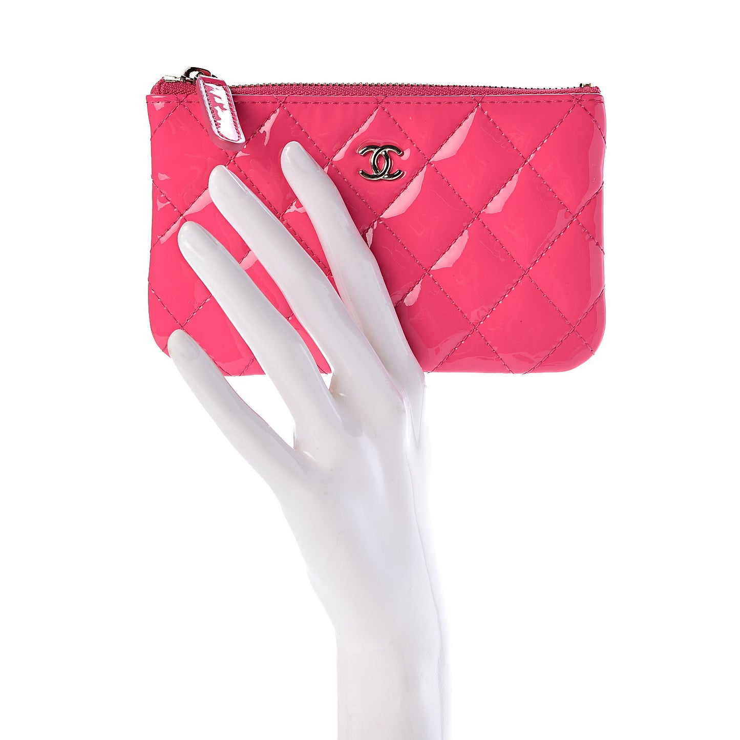 Patent Quilted Small Cosmetic Case Pink
