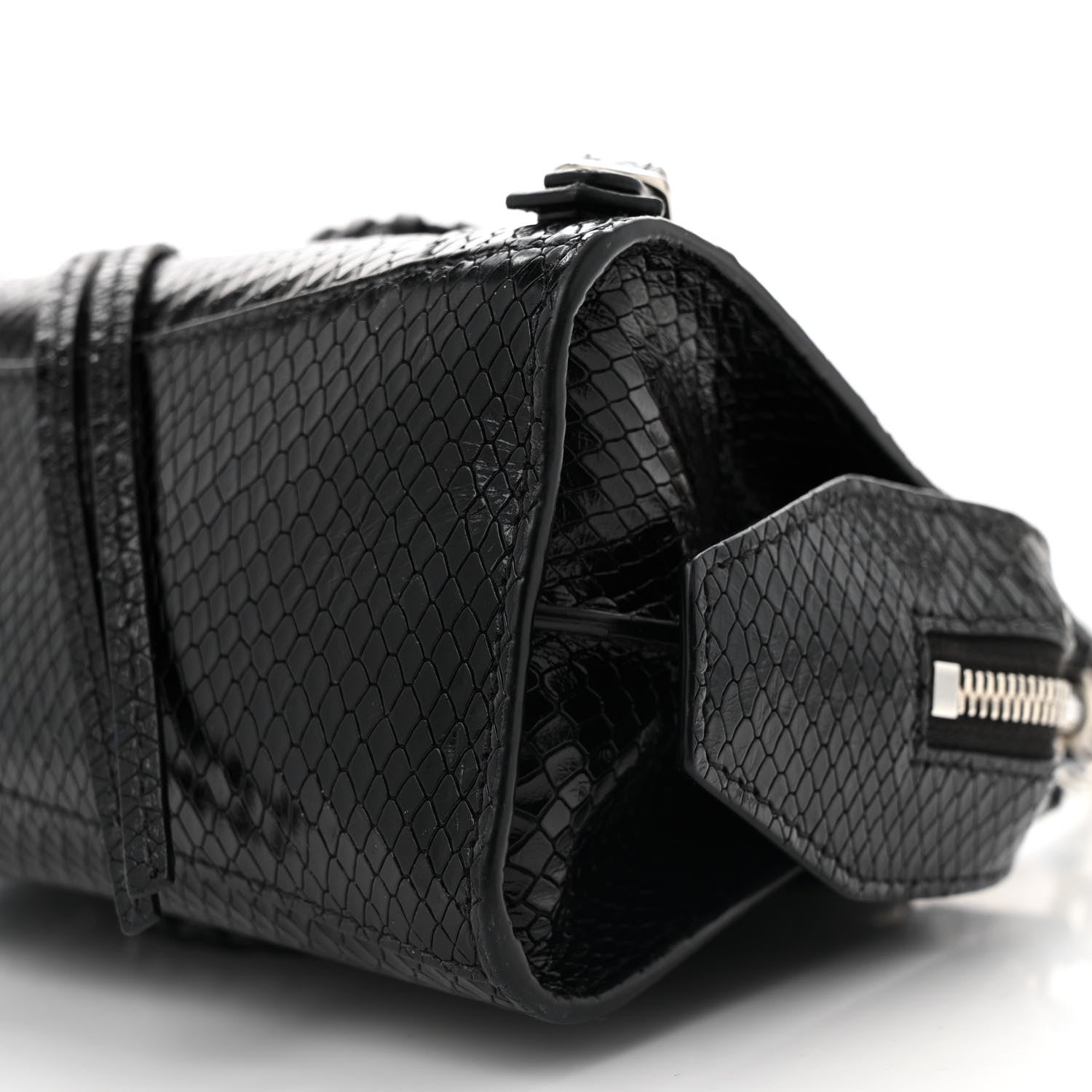 Balenciaga Grained Calfskin Snake Effect Silver Hardware Neo Classic Mini City Black 9 of 12