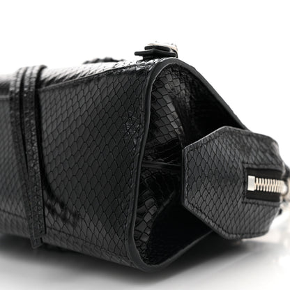 Balenciaga Grained Calfskin Snake Effect Silver Hardware Neo Classic Mini City Black 9 of 12