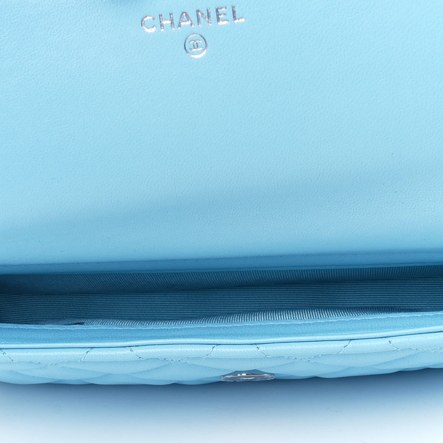 Chanel Lambskin Quilted Flap Phone Holder With Chain Neon Blue 4 of 4