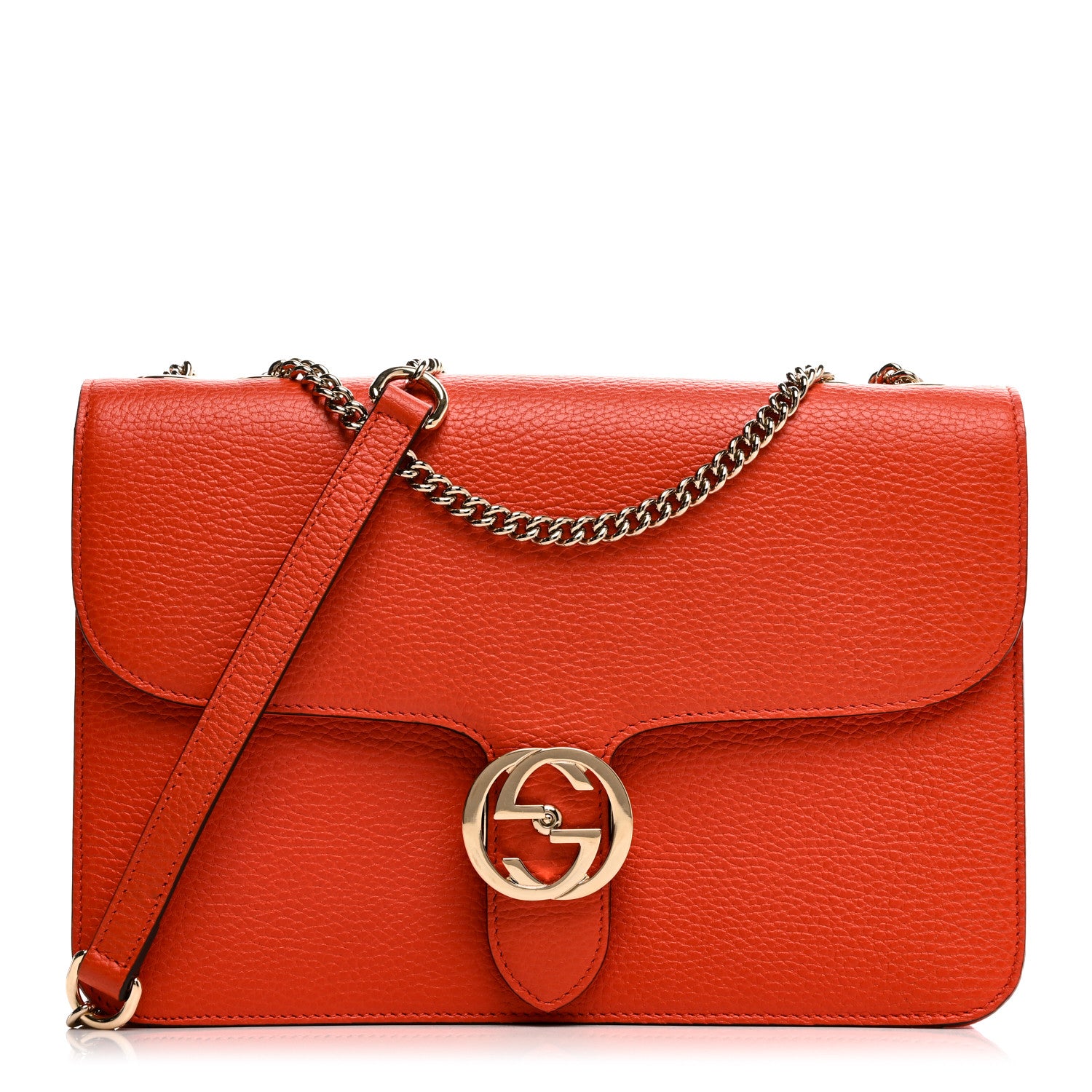 Gucci Dollar Calfskin Interlocking G Shoulder Bag Sun Orange 1 of 10