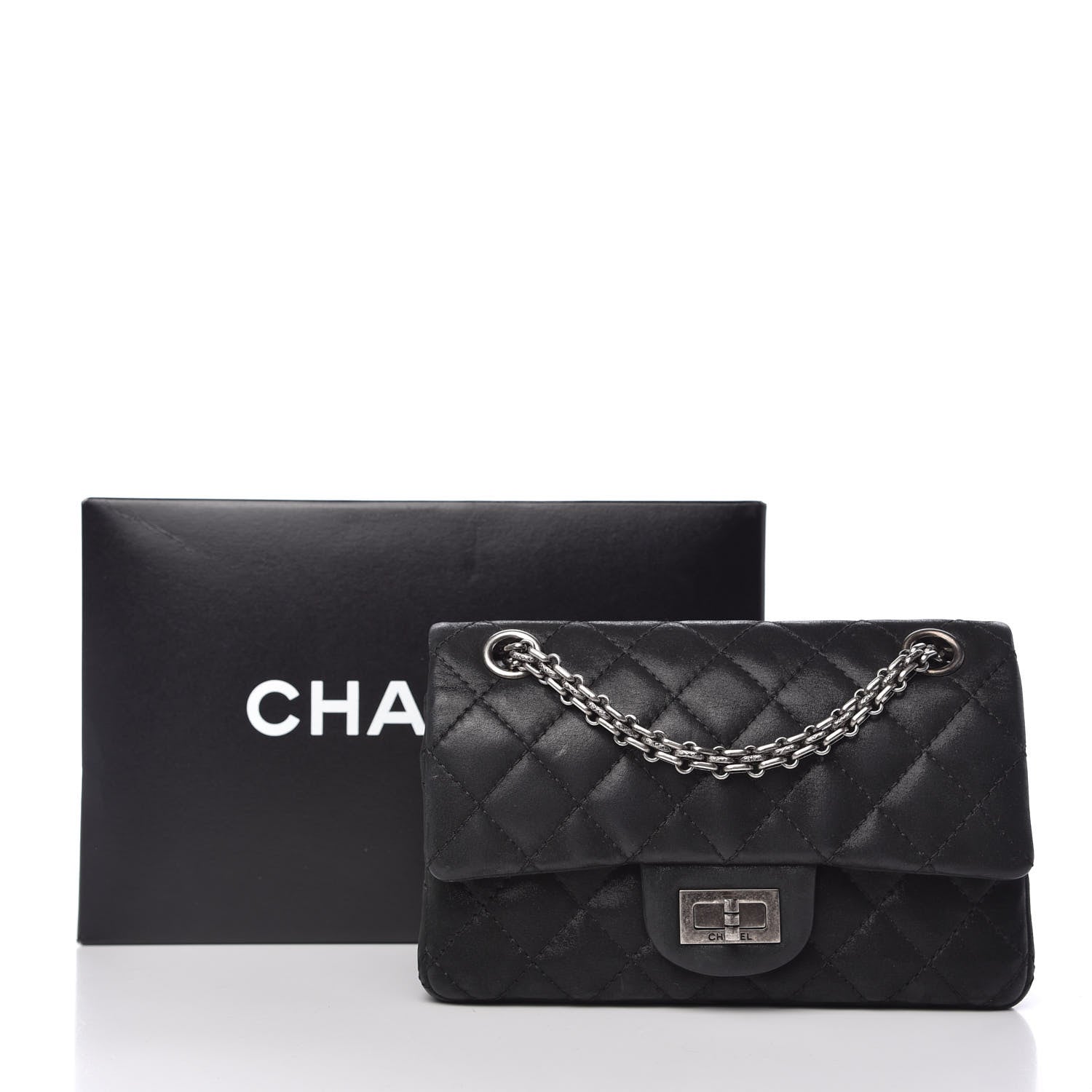 Chanel Iridescent Calfskin Quilted 2.55 Reissue 224 Flap Black 10 of 10