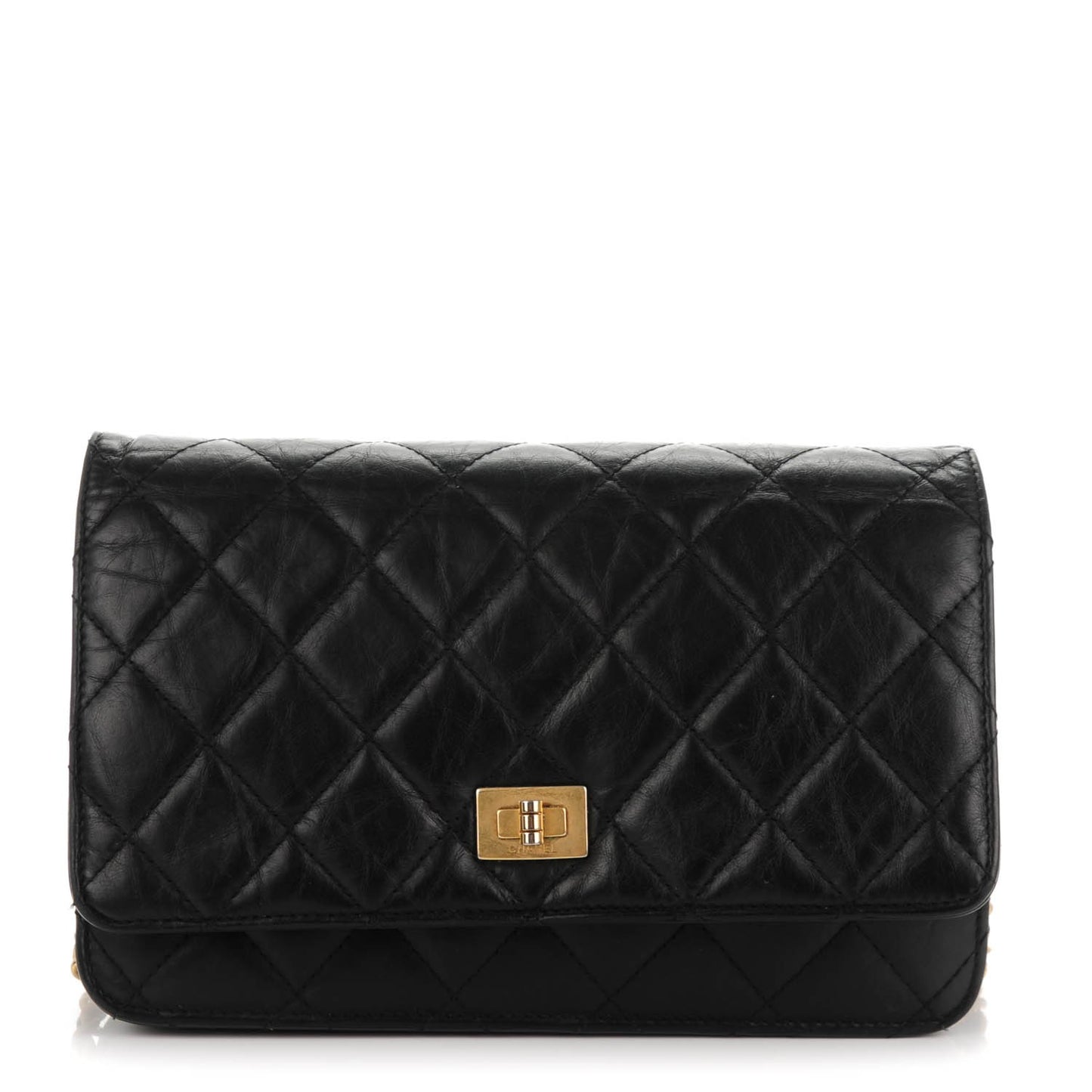 Aged Calfskin Quilted Reissue Wallet On Chain WOC Black