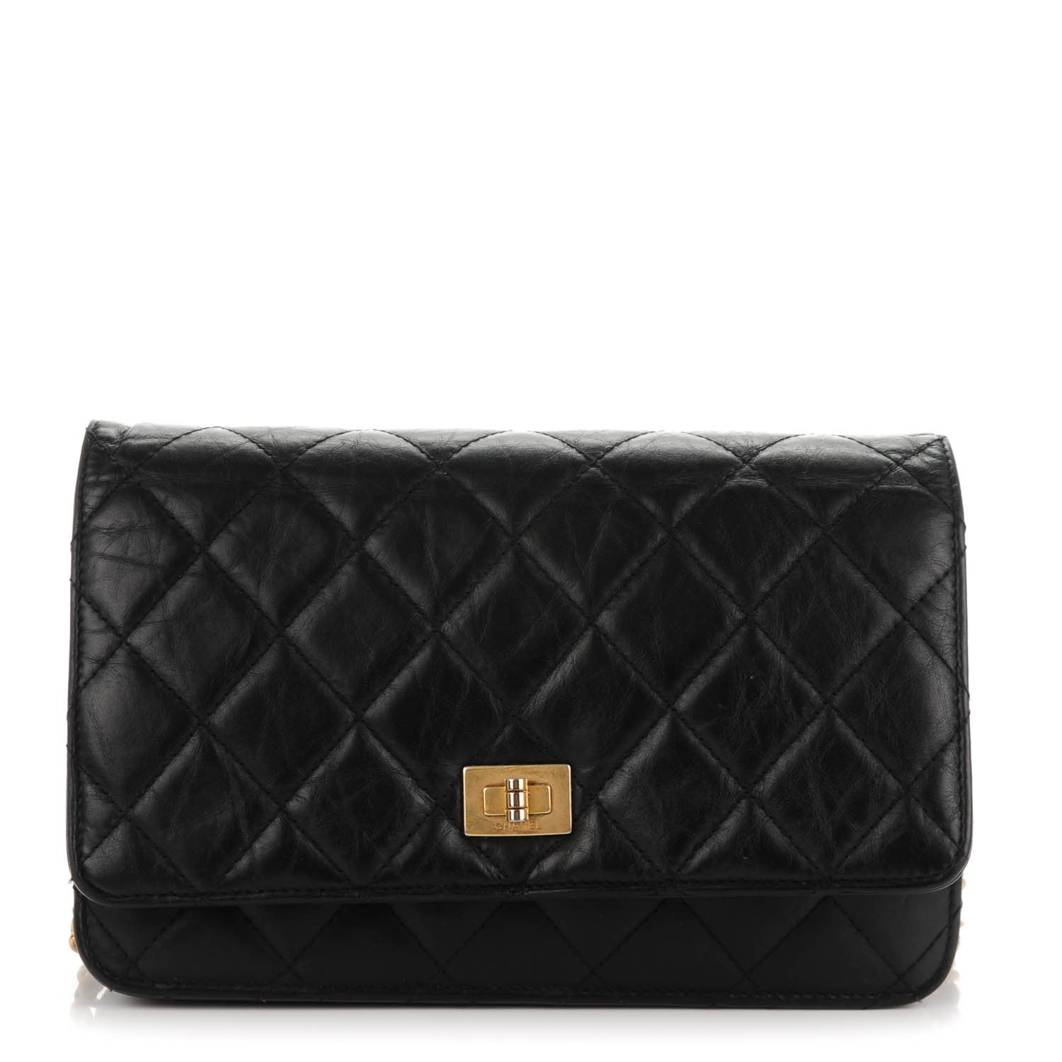 Chanel Aged Calfskin Quilted Reissue Wallet On Chain WOC Black 1 of 8