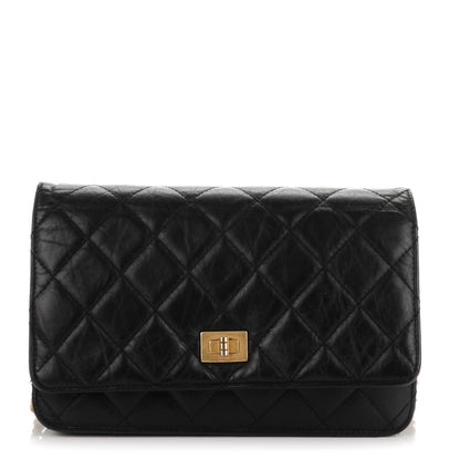 Chanel Aged Calfskin Quilted Reissue Wallet On Chain WOC Black 1 of 8