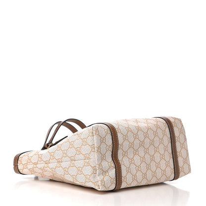 Gucci GG Supreme Monogram Calfskin Small Nice Tote New Mystic White Beige Brown 3 of 9
