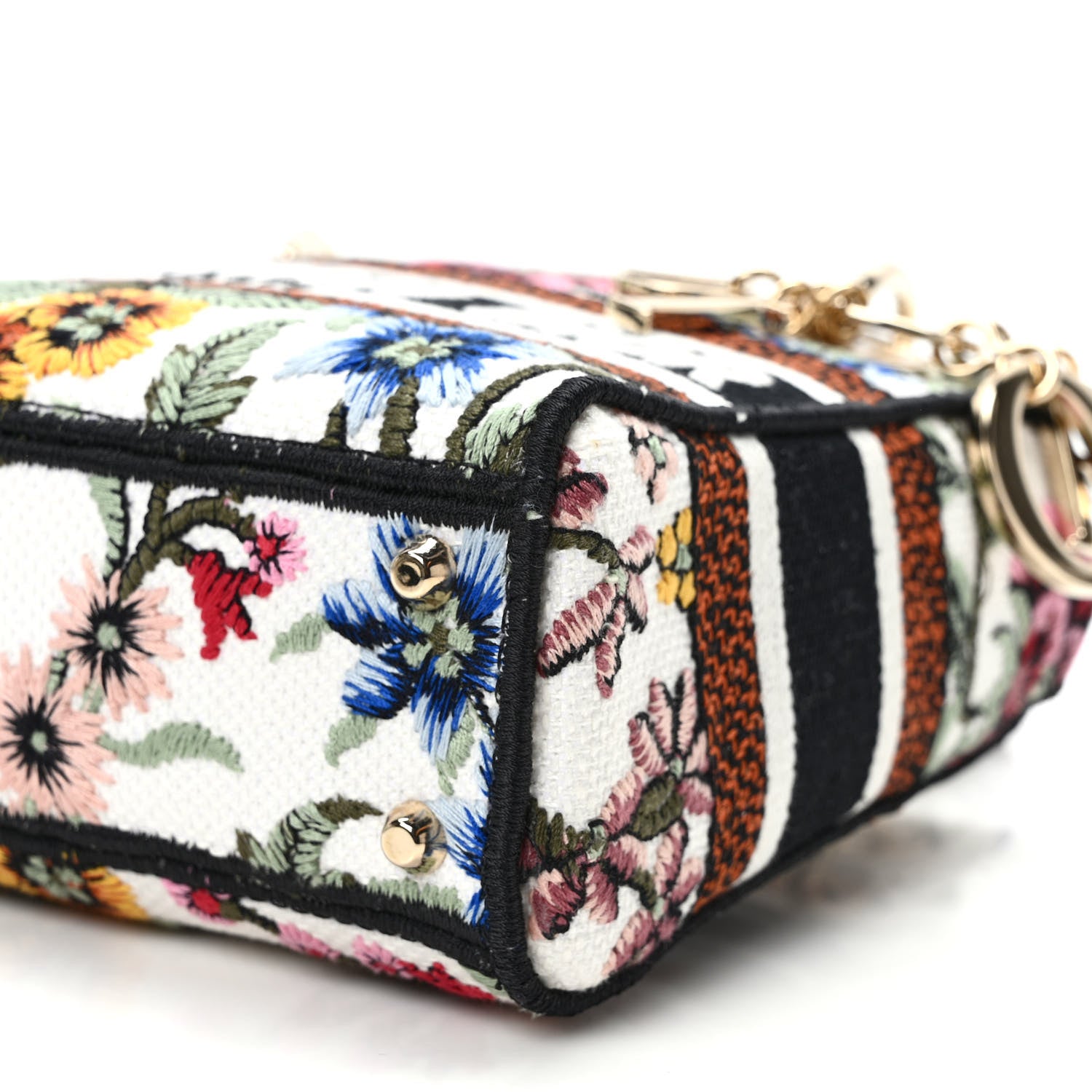 Christian Dior Canvas Petites Fleurs Embroidered Mini Lady D-Lite White Multicolor 8 of 8