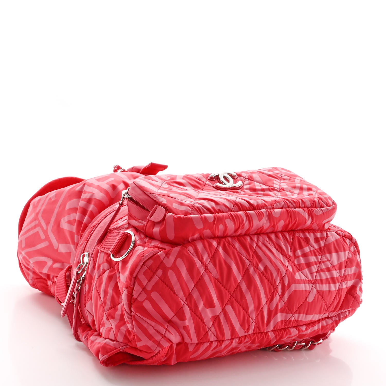Chanel Nylon Printed Quilted Coco Neige Convertible Backpack Pink 4 of 10