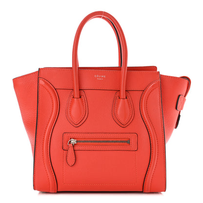 Celine Drummed Calfskin Micro Luggage Coquelicot 1 of 10