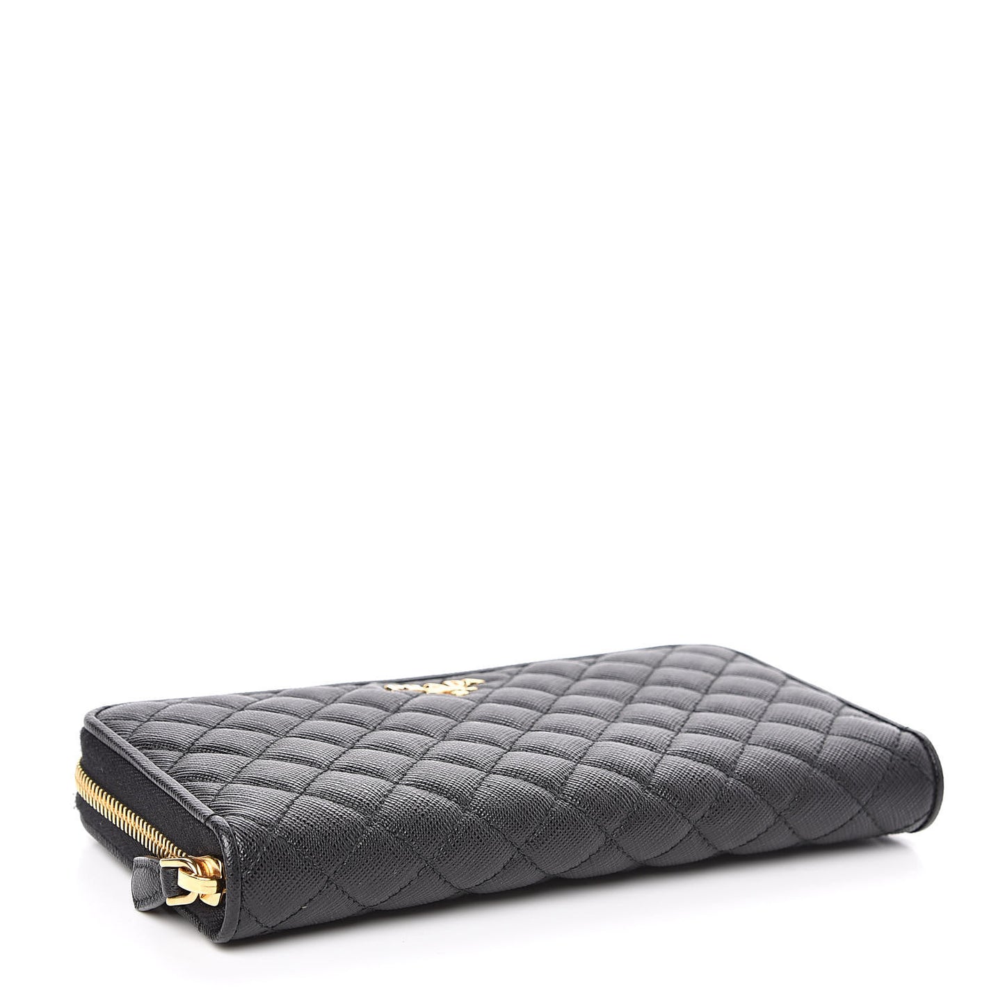 Saffiano Quilted Zip Around Wallet Black