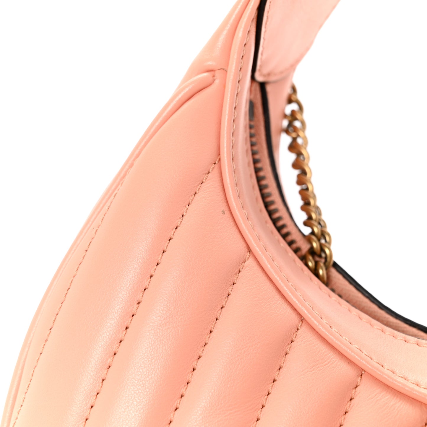 Calfskin Vertical Ring Matelasse Mini GG Marmont Half Moon Hobo Peachy Chic