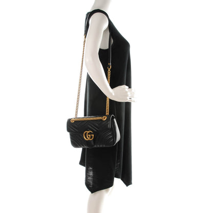 Gucci Calfskin Matelasse Small GG Marmont Shoulder Bag Black 2 of 7