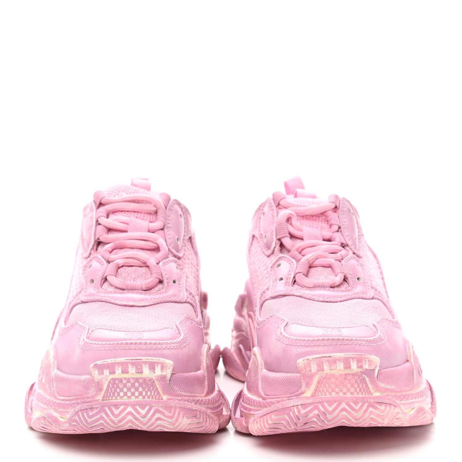 Balenciaga Fabric Mesh Distressed Womens Triple S Sneakers 36 Pink 2 of 8