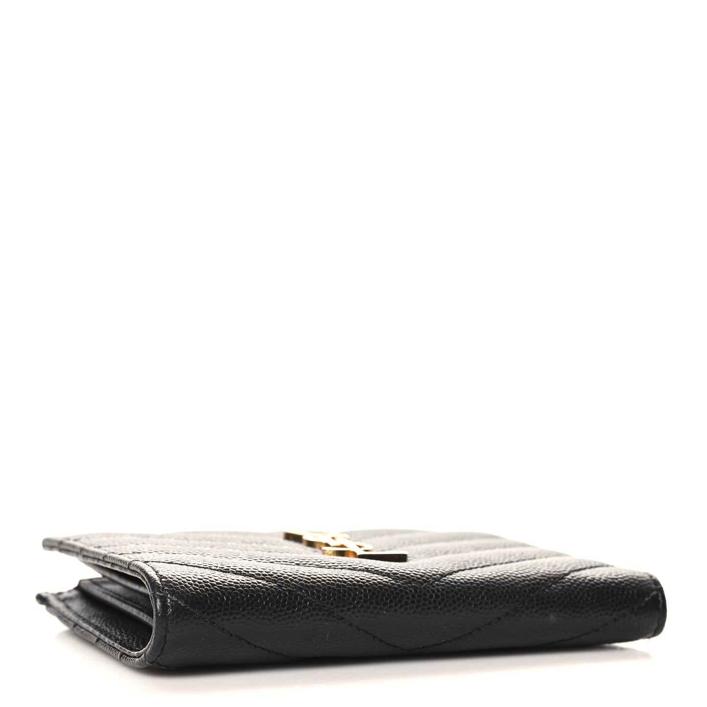 Grain De Poudre Matelasse Chevron Monogram Zipped Two-Part Wallet Black