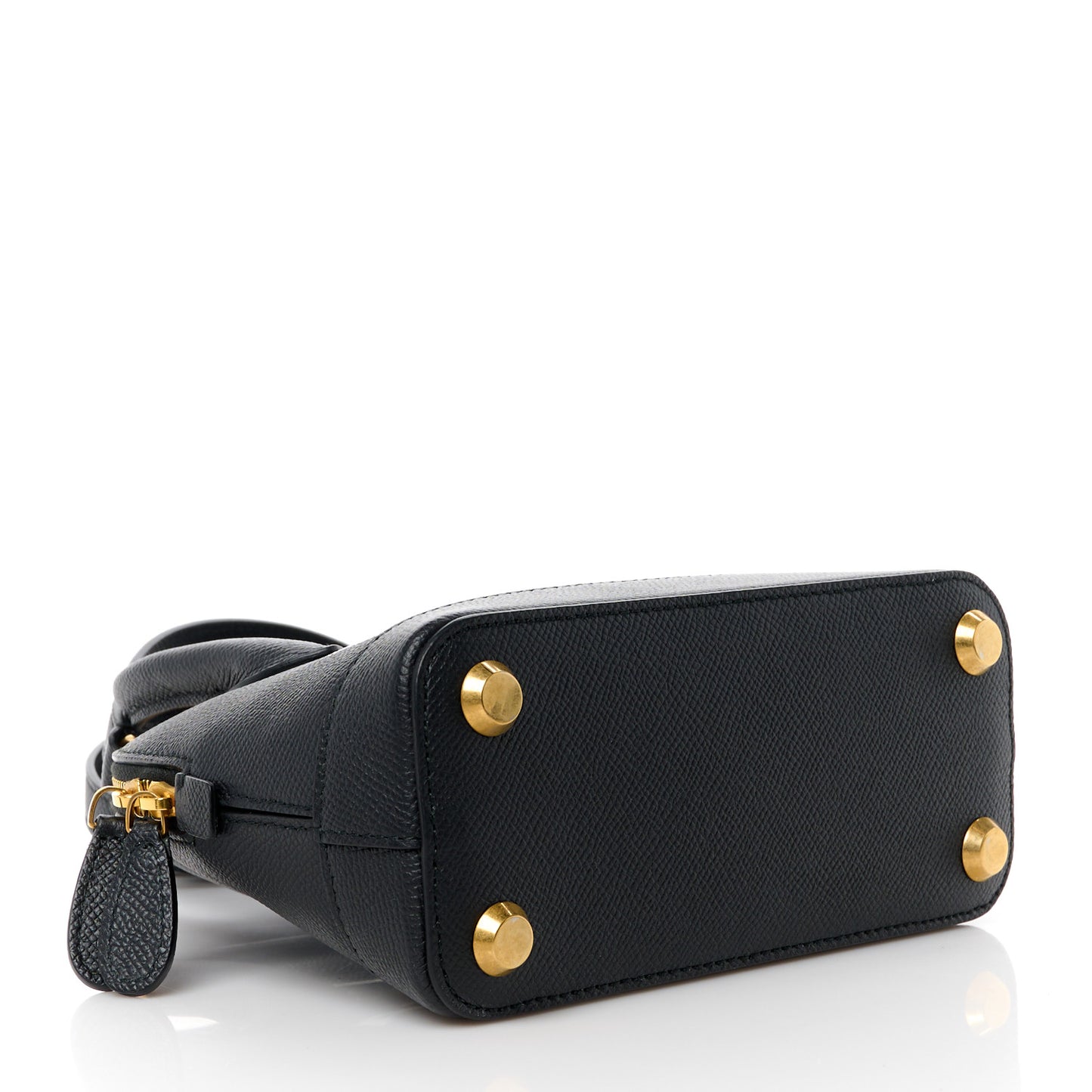 Signature Grained Calfskin XXS Ville Top Handle Bag Black White