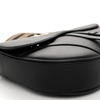 Christian Dior Grained Calfskin Logo Embroidered Saddle Messenger Bag Black 8 of 10