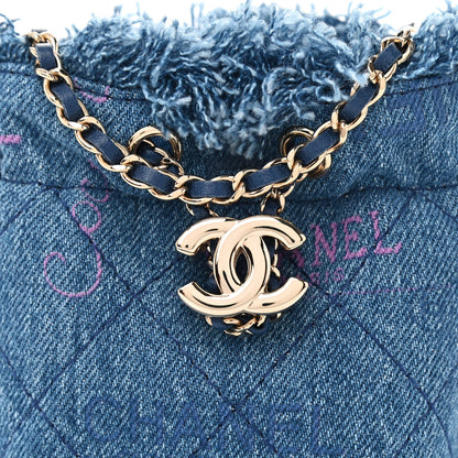 Chanel Denim Quilted Mood Mini Bucket With Chain Blue Multicolor 15 of 21