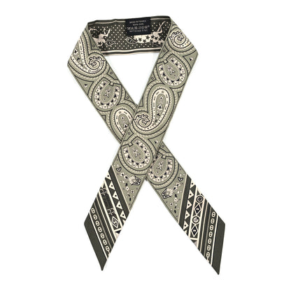 Hermes Silk Cheval De Coeur Bandana Twilly Loden Kaki Creme 1 of 3