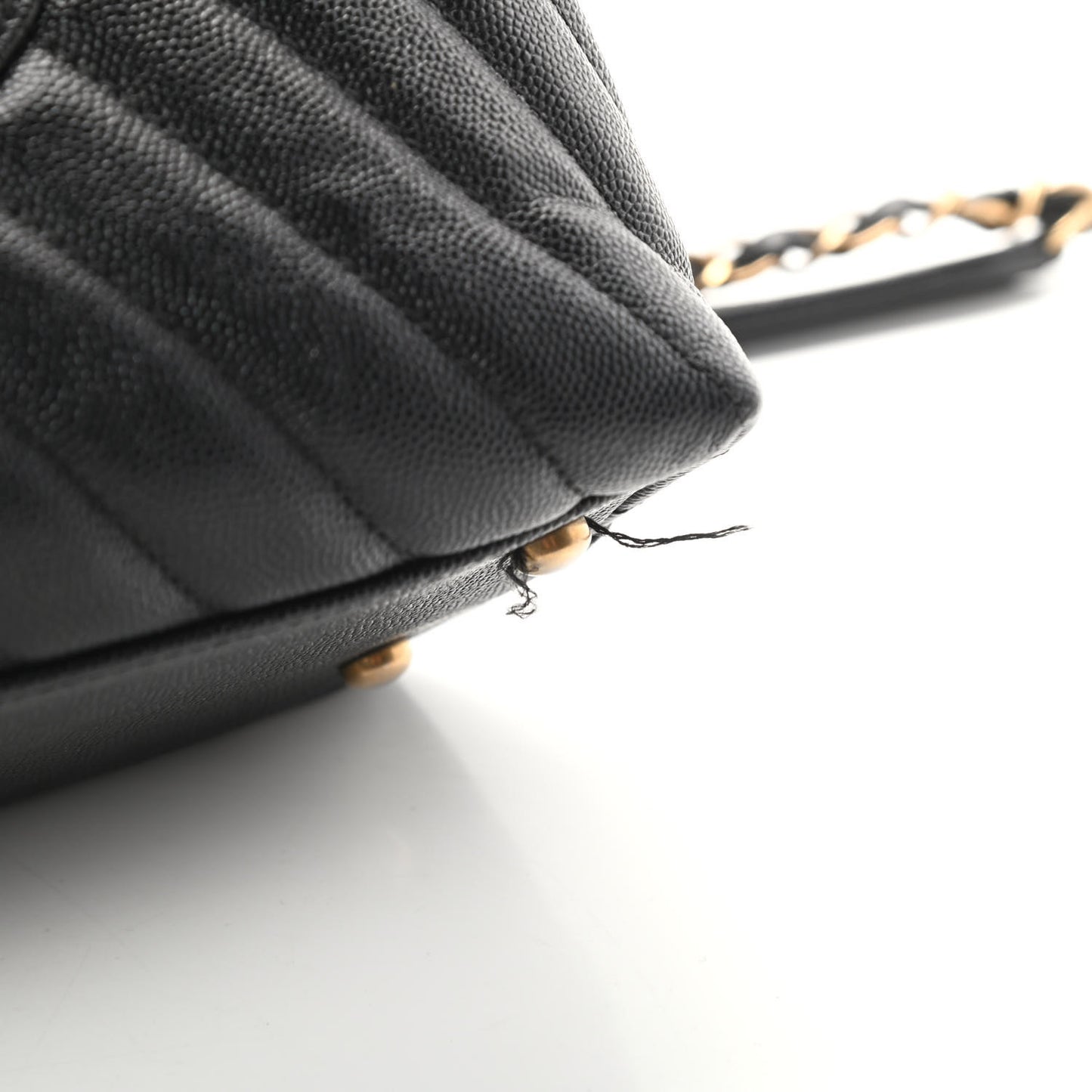 Caviar Chevron Quilted Medium Coco Handle Flap Black