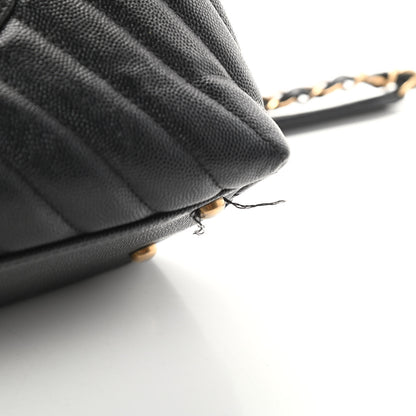 Chanel Caviar Chevron Quilted Medium Coco Handle Flap Black 14 of 16