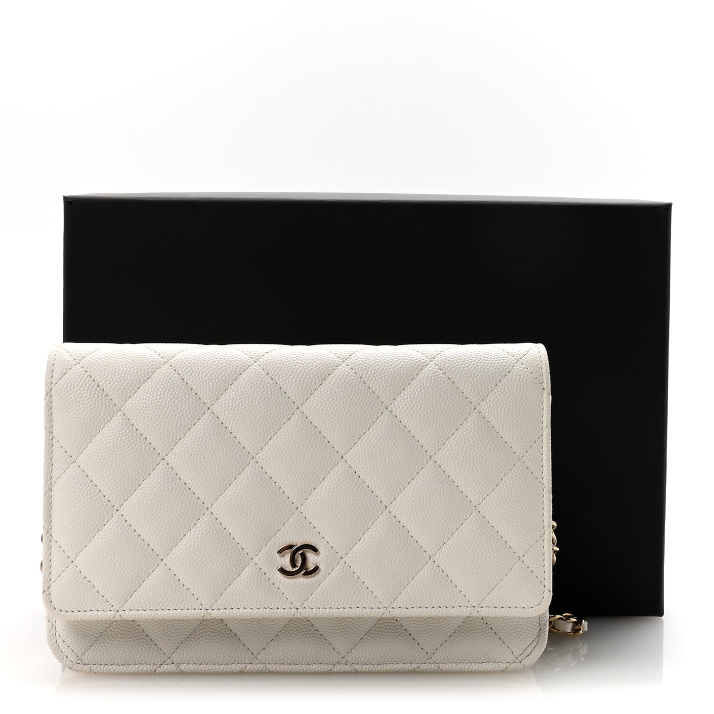 Caviar Quilted Wallet On Chain WOC White