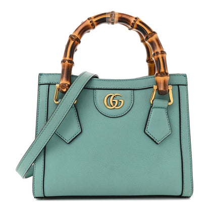 Gucci Wonka Grain Calfskin Mini Diana Tote Bag Dusty Azure Orange Fluo 1 of 17