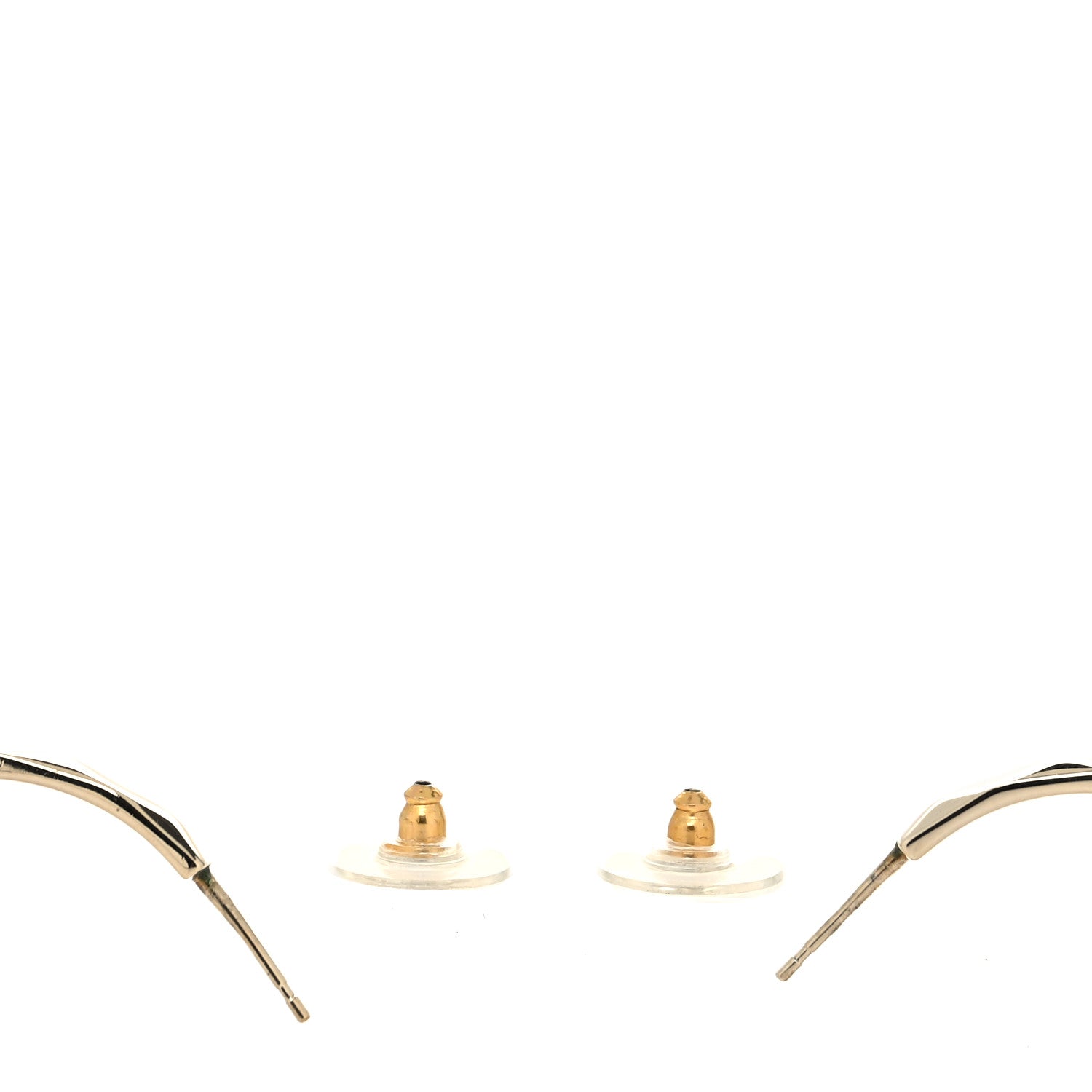 Chanel Metal Textured CC Hoop Earrings Gold 3 of 4