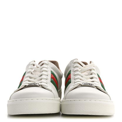 Gucci Calfskin Crocodile Embossed Rubber Web Mens Ace Sneakers 9 White Green 3 of 10