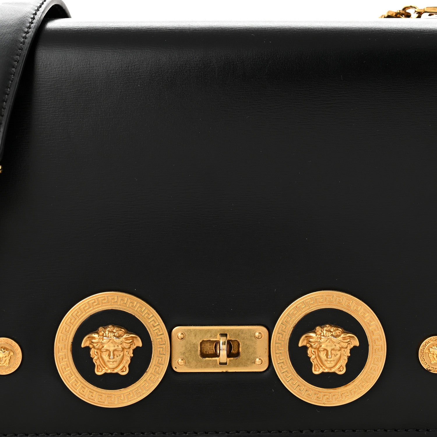 Versace Calfskin Medallion Tribute Chain Shoulder Bag Black 6 of 8