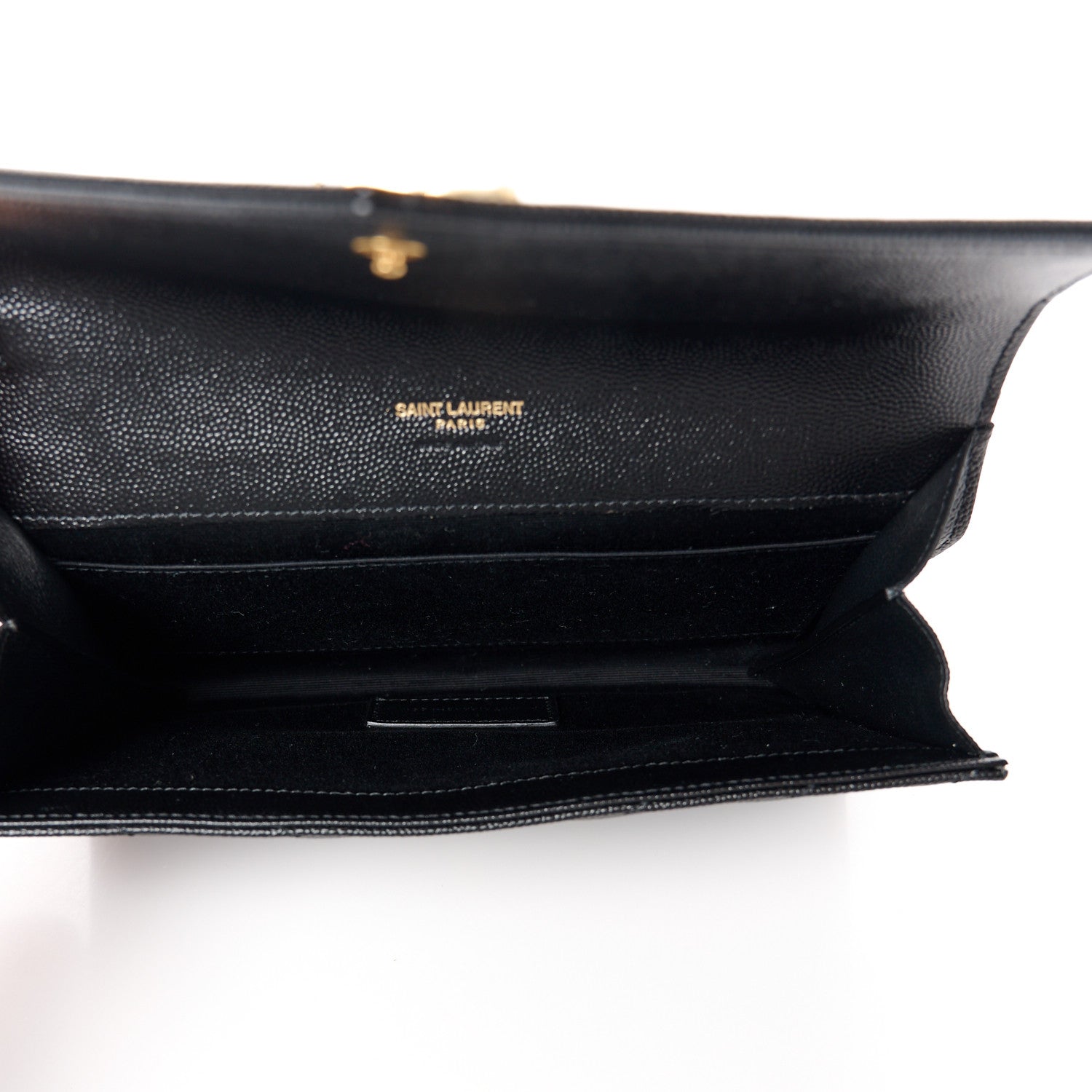 Saint Laurent Grain De Poudre Matelasse Chevron Monogram Envelope Clutch Black 5 of 11